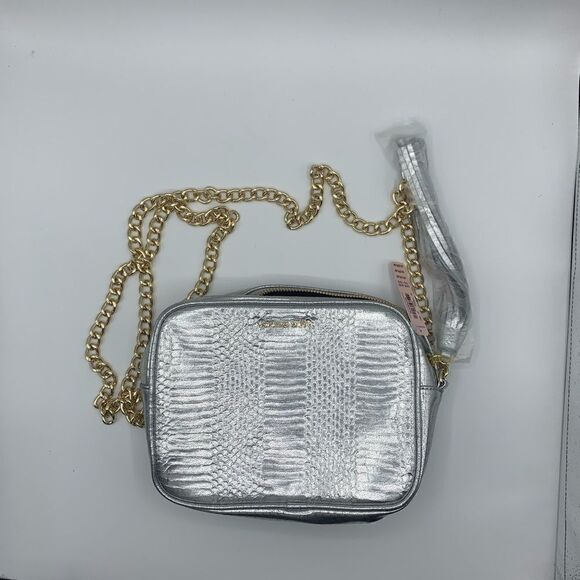 Victoria's Secret Handbags - Victoria’s Secret silver metallic crossbody purse
